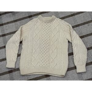 John Molloy Cream Fisherman Wool Knit Sweater Chunky Large Women’s Irish